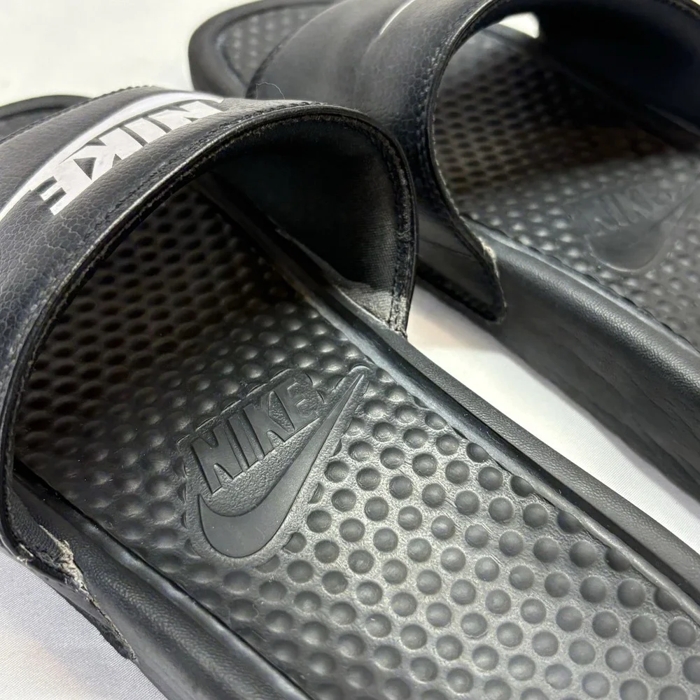 Nike Benassi JDI Sandlas Mens Size 8 Black White Slip On Slides 343880-090